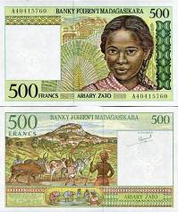 *500 Francs=100 Ariary Madagaskar 1994-2004, P75 UNC - Kliknutím na obrázok zatvorte -